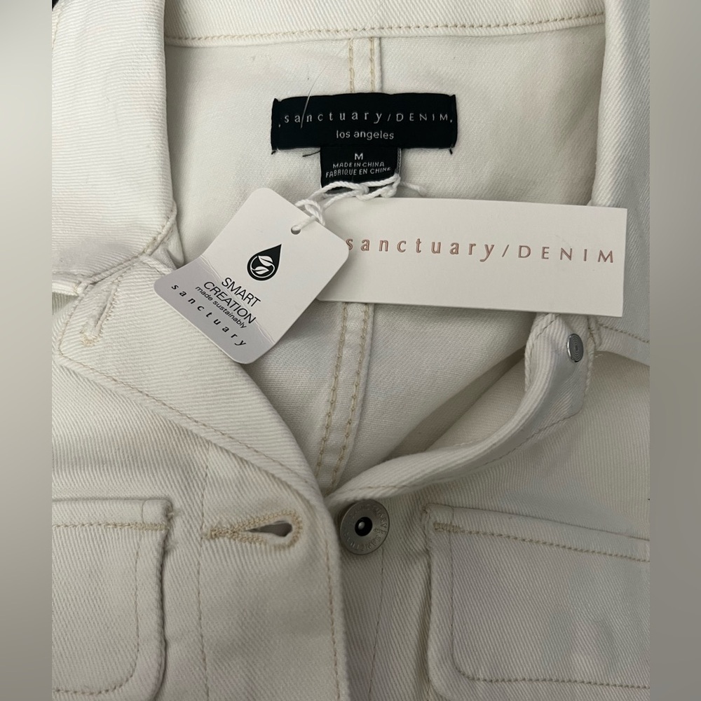 SANCTUARY denim off white utility casual shirt dress Size Medium Nwt - Picture 7 of 9